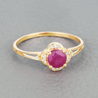 Ruby Ring With Diamonds 0.56 Carats 14K Yellow Gold
