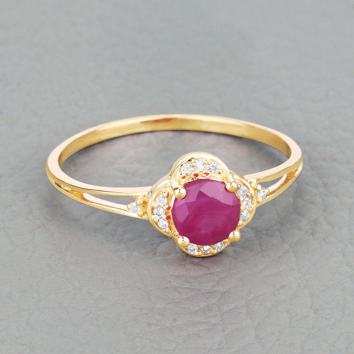 Ruby Ring With Diamonds 0.56 Carats 14K Yellow Gold