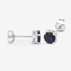 Blue Sapphire Stud Earrings 1.28 Carats 10K White Gold