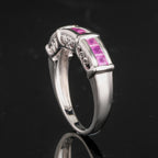 Natural Pink Sapphire Ring 1.08 Carats Sterling Silver