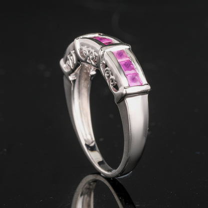Natural Pink Sapphire Ring 1.08 Carats Sterling Silver