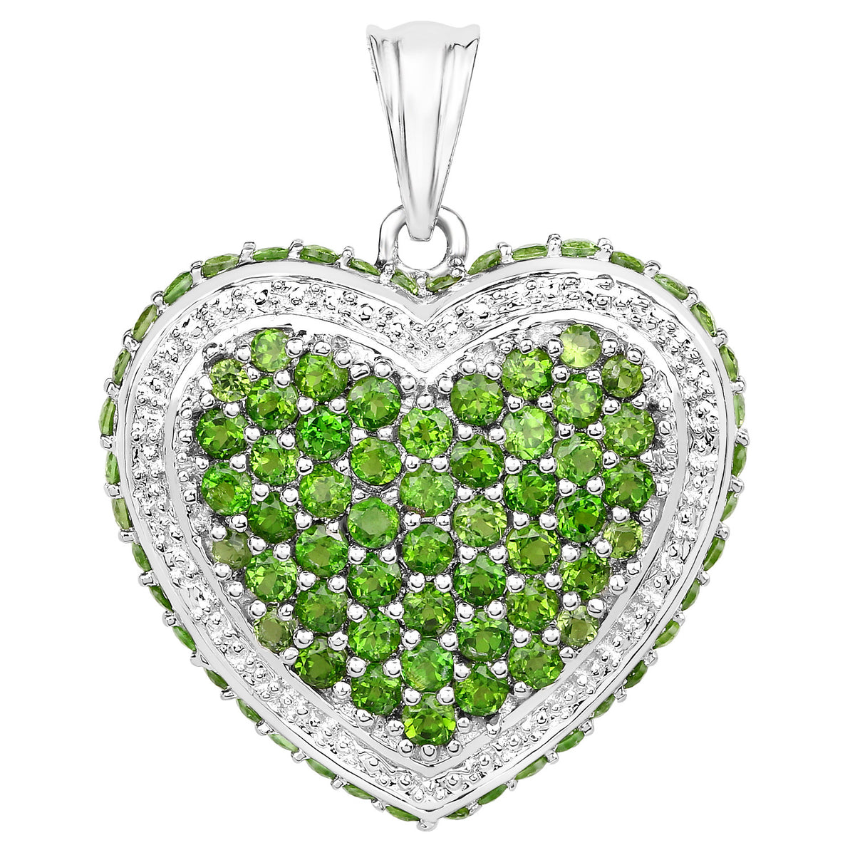 Chrome Diopside Heart Pendant 4.56 Carats Sterling Silver