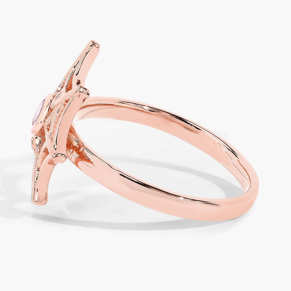Morganite Spider Web Ring 0.08 Carats Gold Plated Silver
