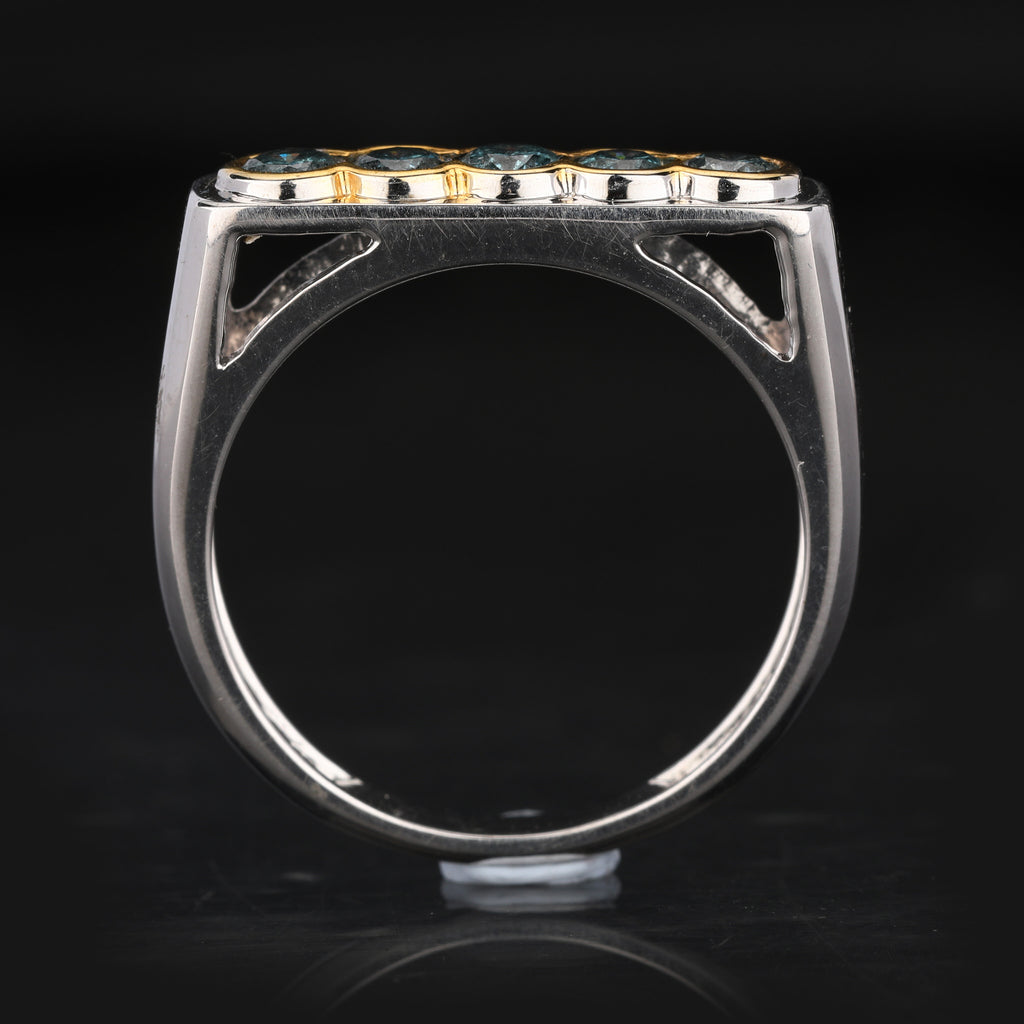 Blue Diamond Ring 0.5 Carats 9K Yellow & White Gold