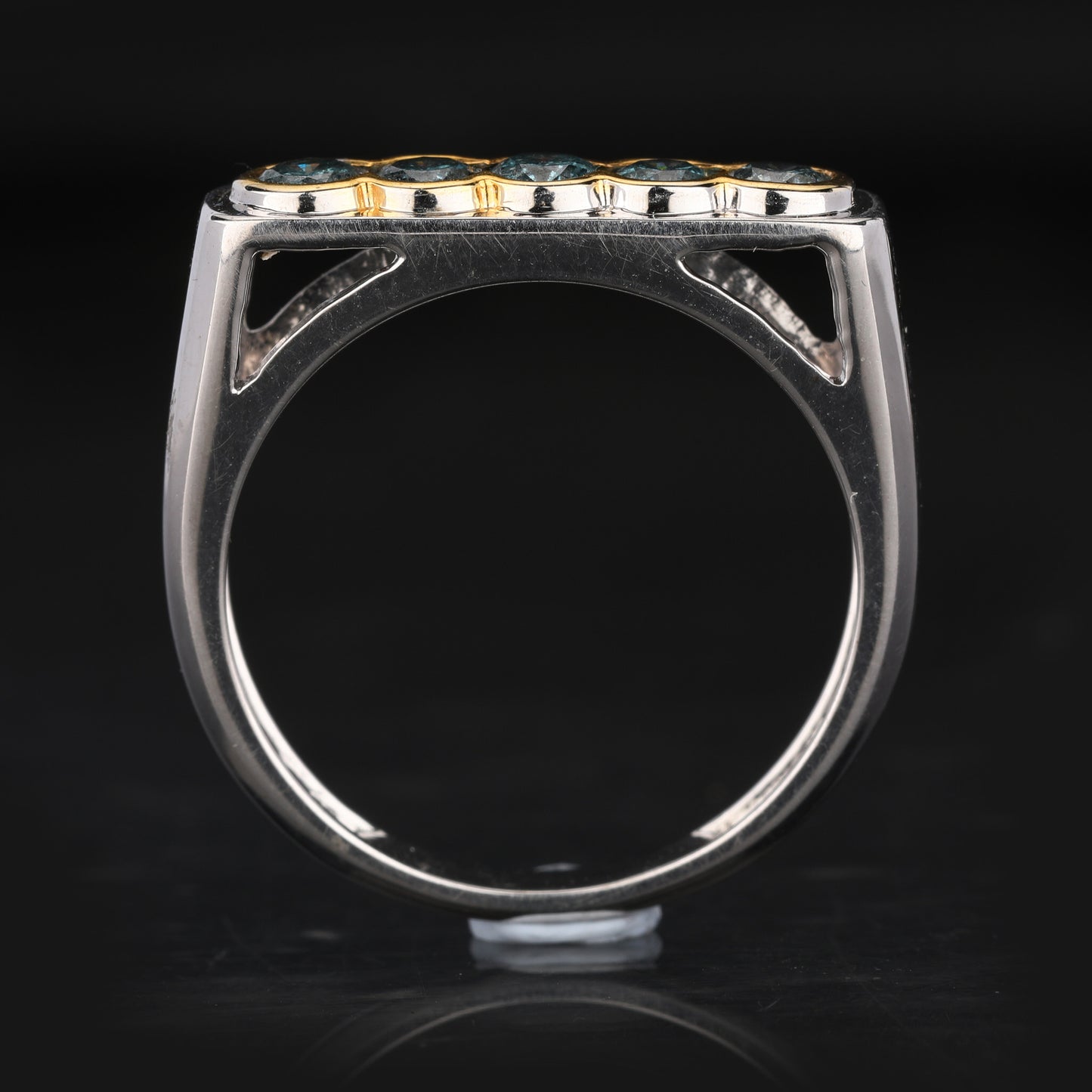 Blue Diamond Ring 0.5 Carats 9K Yellow & White Gold