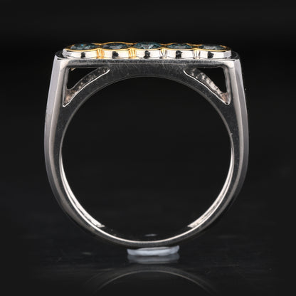 Blue Diamond Ring 0.5 Carats 9K Yellow & White Gold