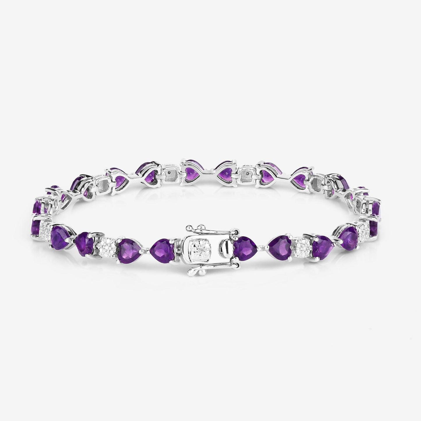 Amethyst Tennis Bracelet White Diamonds 9.5 Carats Sterling Silver