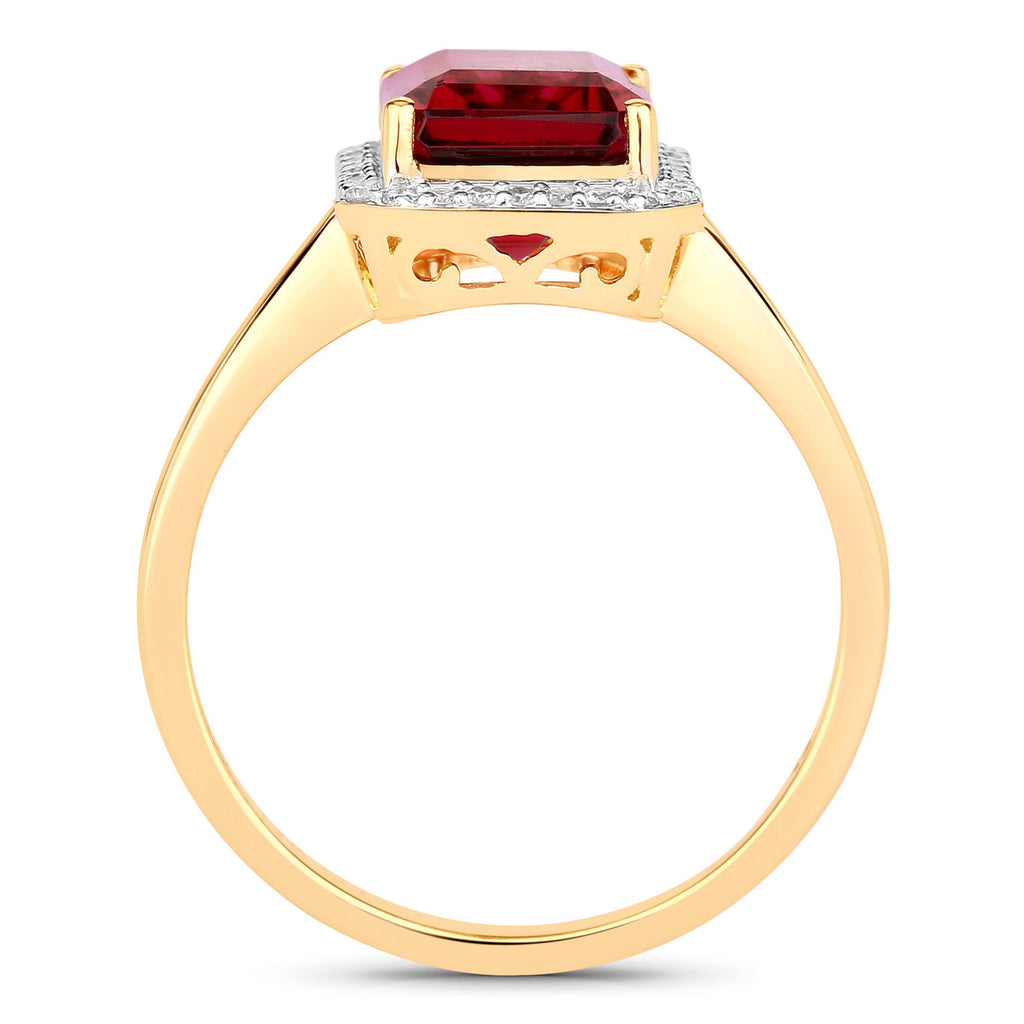 Rubellite Ring With Diamonds 2.72 Carats 14K Yellow Gold