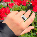 Diamond Cluster Ring Black White Sterling Silver
