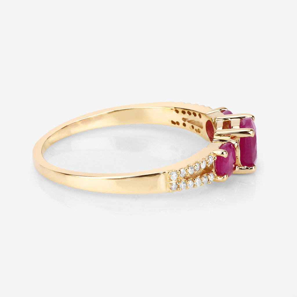Ruby Ring With Diamonds 0.98 Carats 14K Yellow Gold