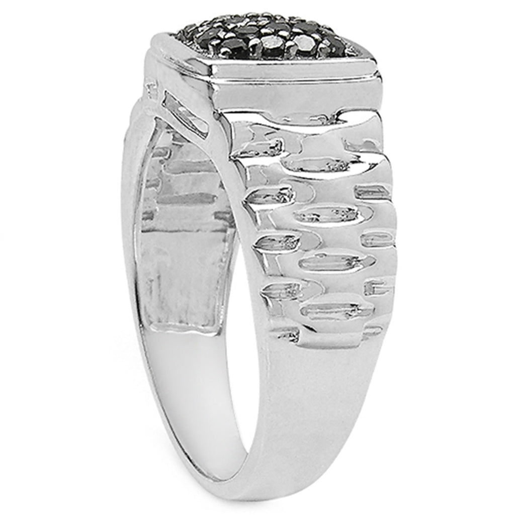 Black Diamond Ring 0.2 Carats Sterling Silver