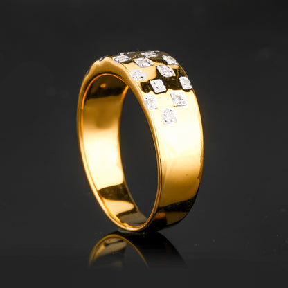 Diamond Band Ring 0.18 Carats Gold Plated Silver