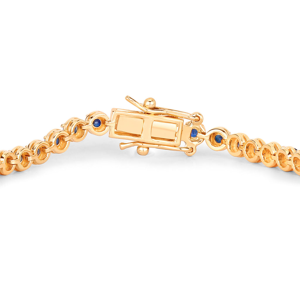Natural Blue Sapphire Bracelet 3.12 Carats 14K Yellow Gold