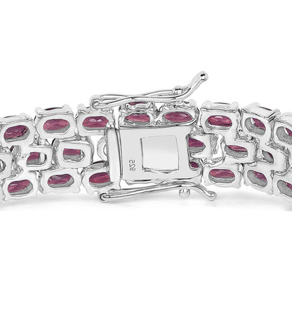 Natural Rhodolite Garnet Wide Tennis Bracelet 31 Carats 110 Gemstones