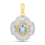Aquamarine Pendant With White Topaz 0.92 Carats Gold Plated Silver