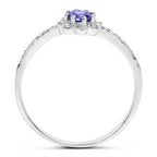 Tanzanite Flower Ring With Diamonds 0.28 Carats 14K White Gold