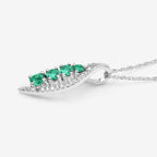 Zambian Emerald Pendant With Diamonds 0.26 Carats 14K White Gold