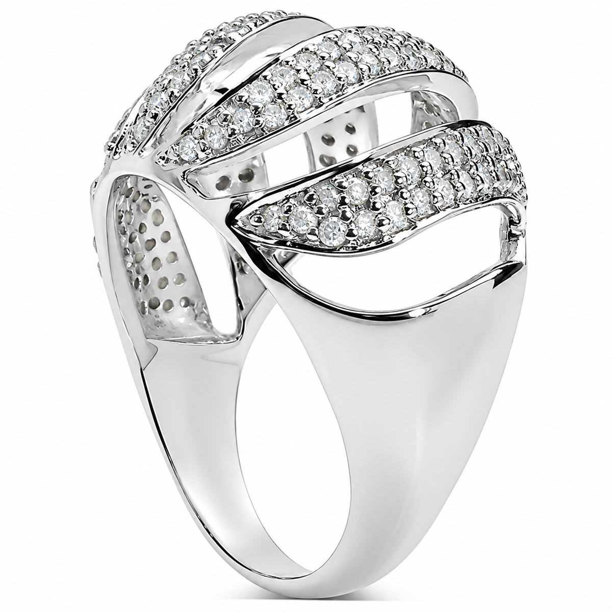 Diamond Ring 0.96 Carats Sterling Silver