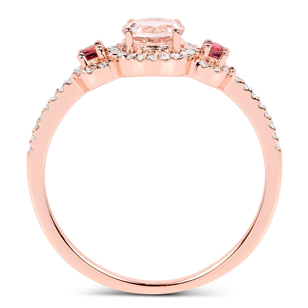 Morganite Ring With Diamonds 0.6 Carats 14K Rose Gold