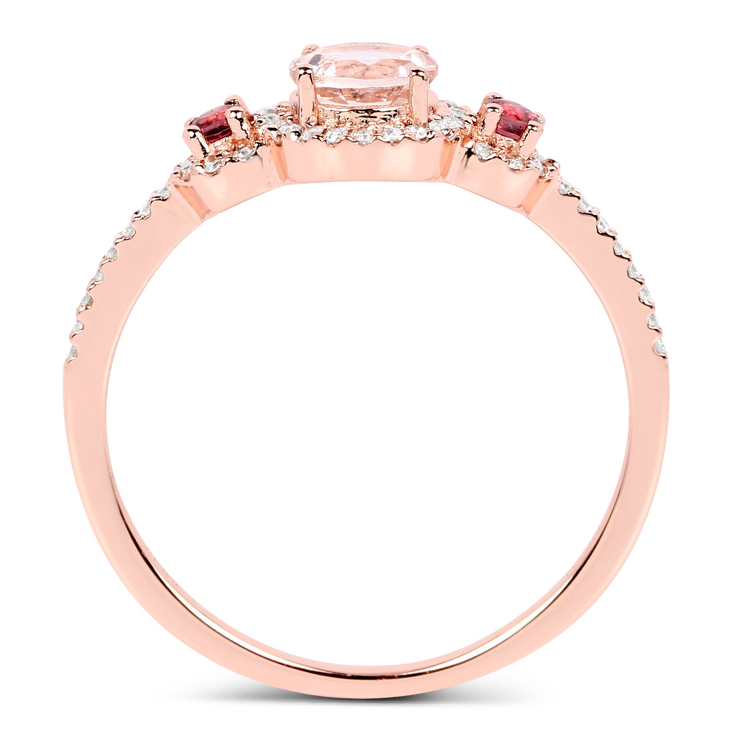 Morganite Ring With Diamonds 0.6 Carats 14K Rose Gold