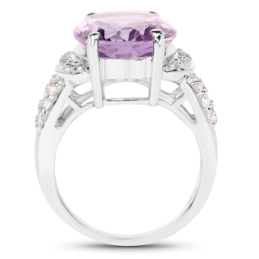 Amethyst Ring With White Topaz 8.94 Carats Sterling Silver