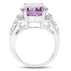 Amethyst Ring With White Topaz 8.94 Carats Sterling Silver