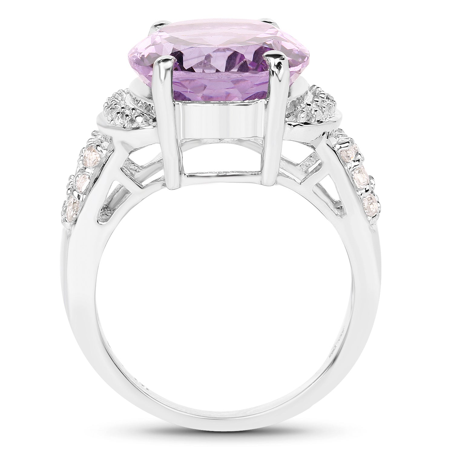 Amethyst Ring With White Topaz 8.94 Carats Sterling Silver