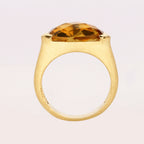 Champagne Quartz Ring 8.40 Carats Gold Plated Silver