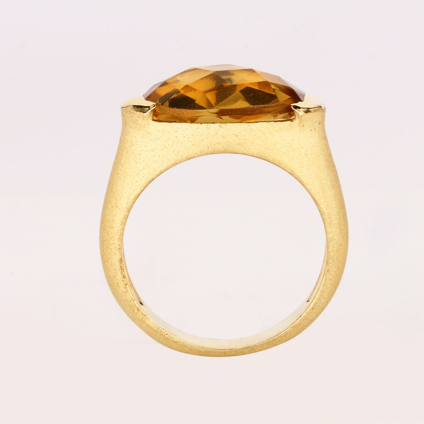Champagne Quartz Ring 8.40 Carats Gold Plated Silver