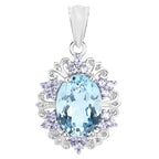 Blue Topaz Pendant With Tanzanite 8.1 Carats Sterling Silver