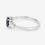 Blue Sapphire Ring With Diamonds 1.32 Carats 14K White Gold