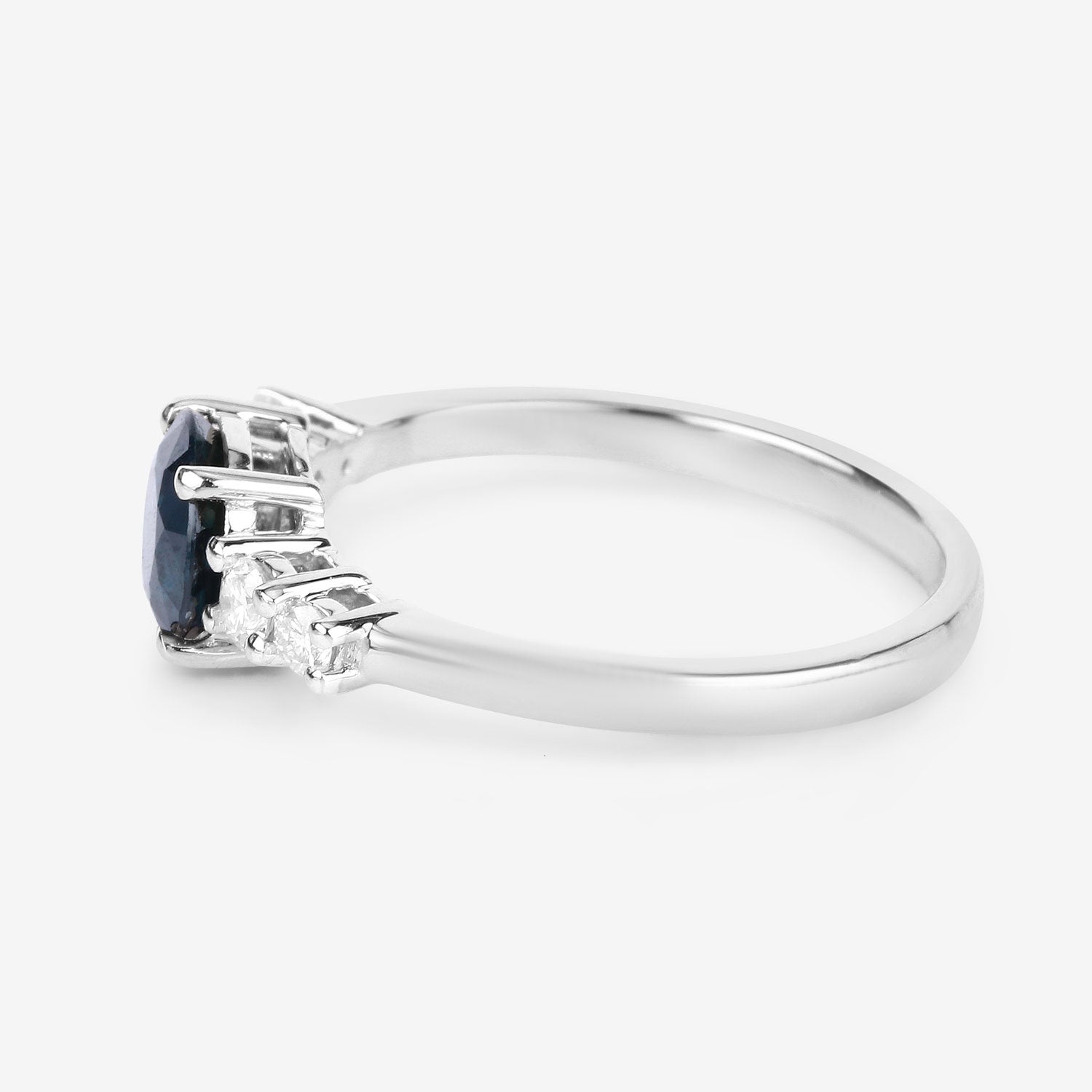 Blue Sapphire Ring With Diamonds 1.32 Carats 14K White Gold