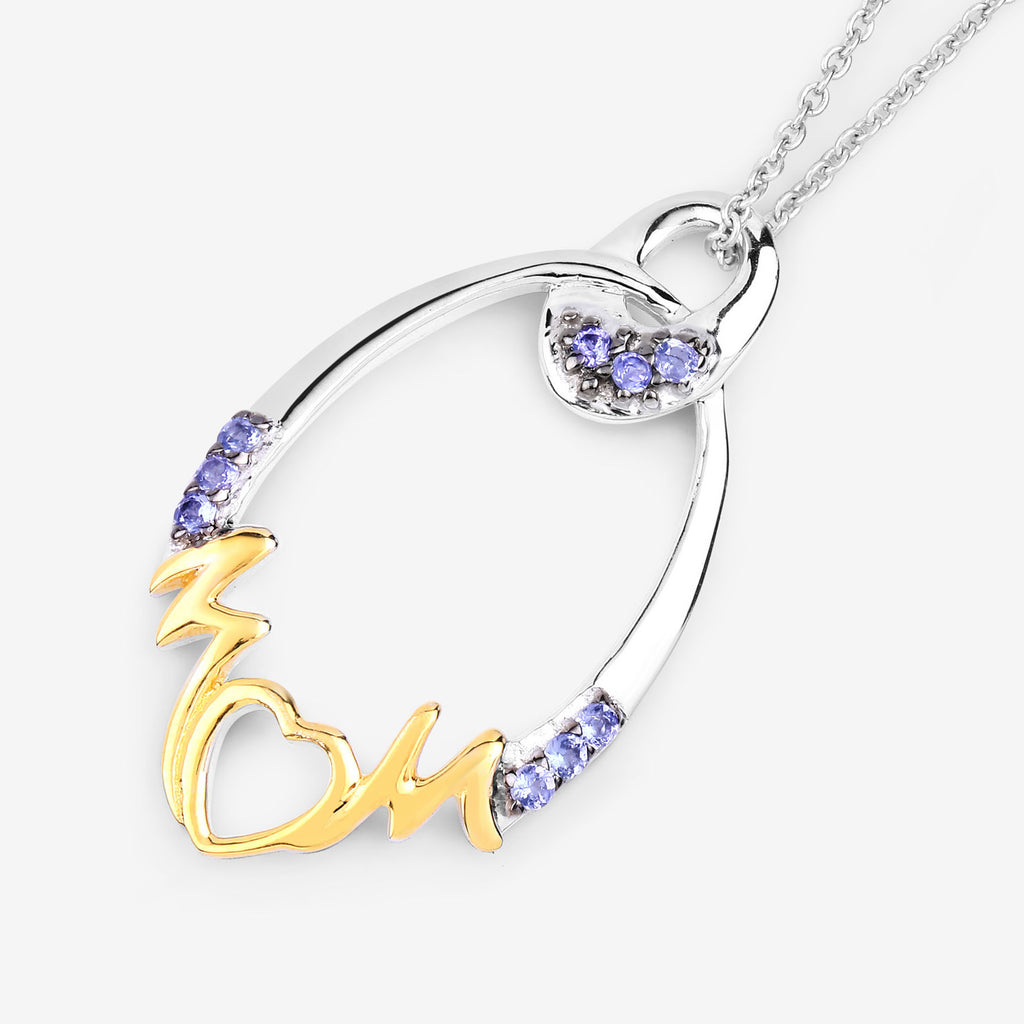 Tanzanite Mom Pendant 0.16 Carats Gold Plated Silver