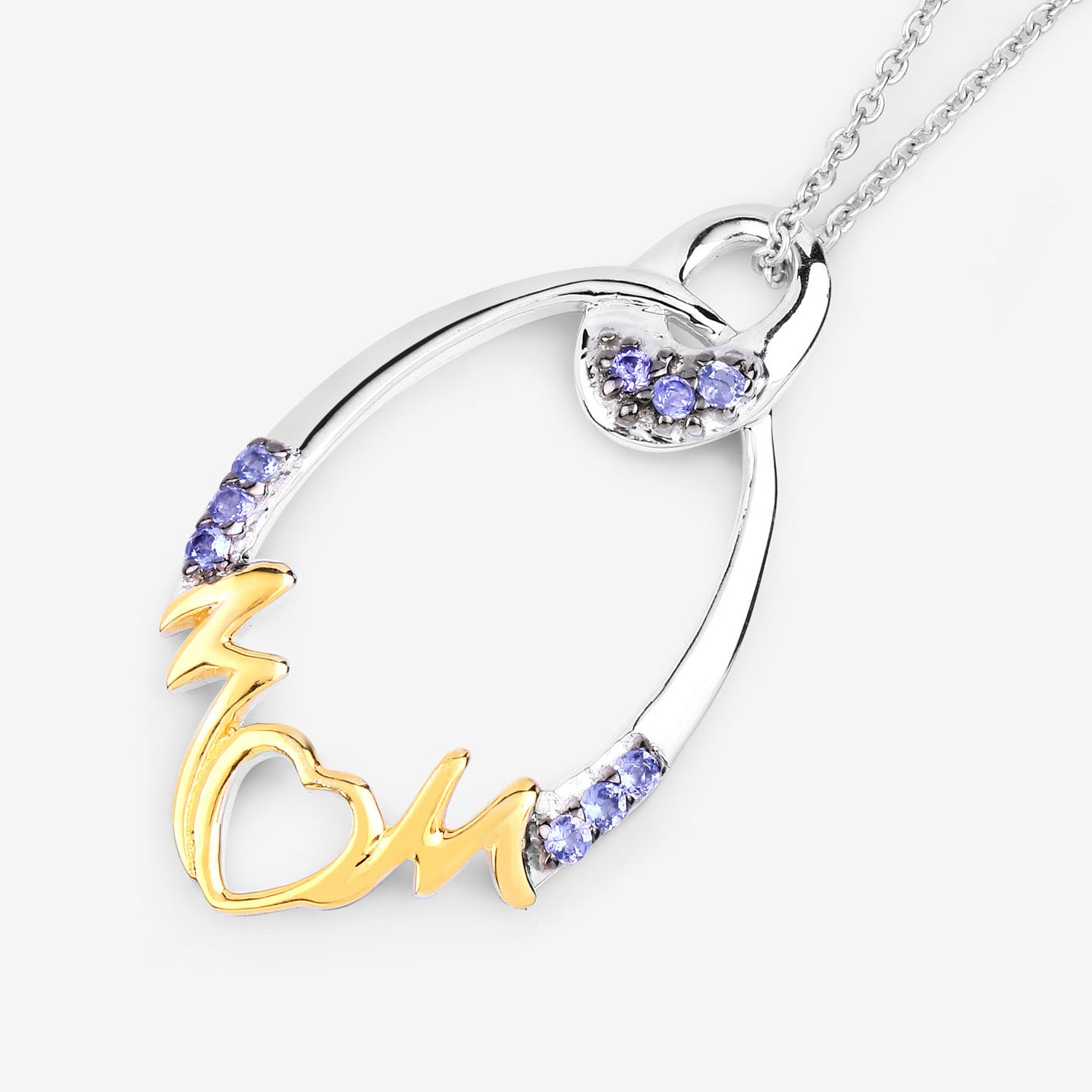 Tanzanite Mom Pendant 0.16 Carats Gold Plated Silver