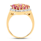 Ruby Ring With White Topaz 2.3 Carats Gold Plated Silver