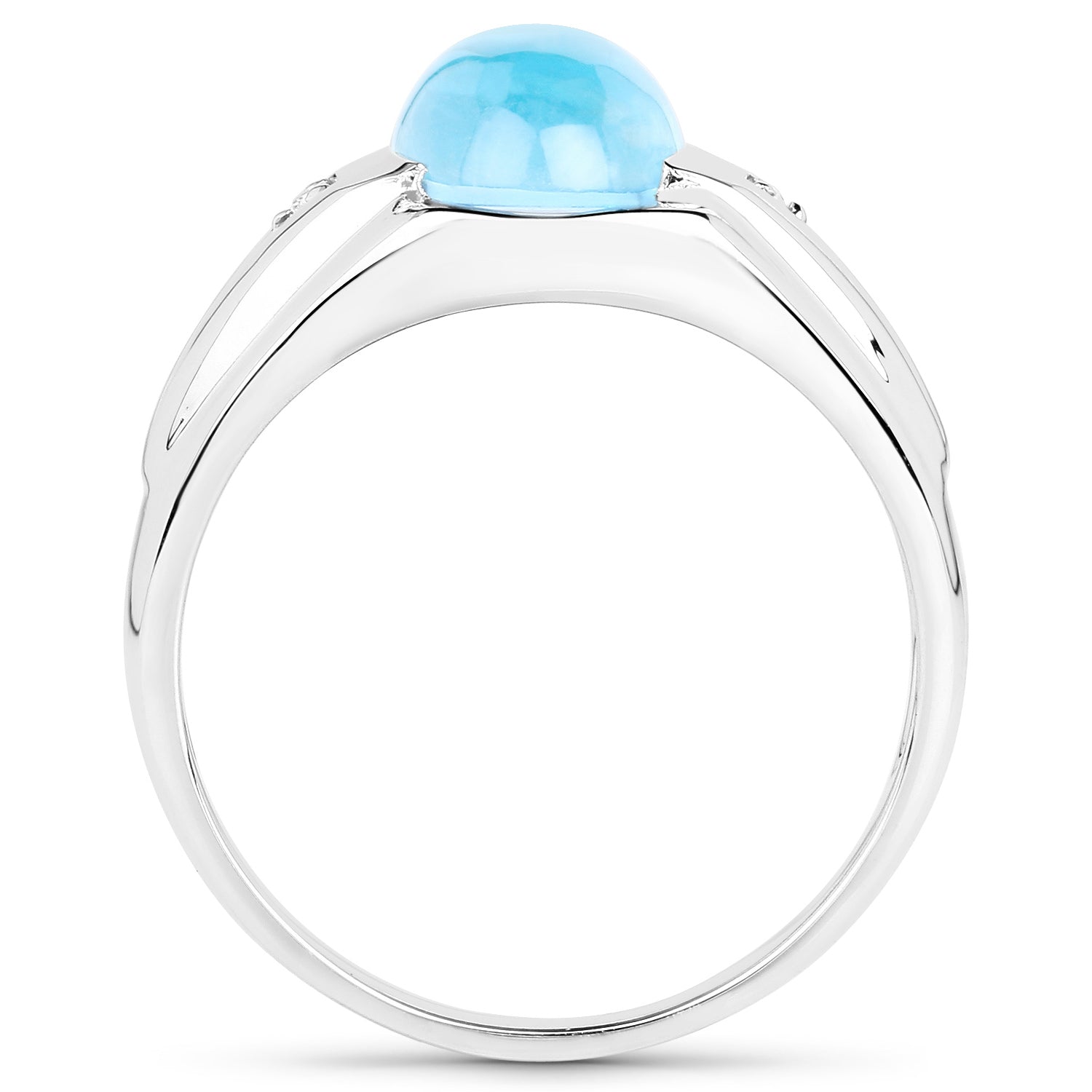 Swiss Blue Topaz Ring With White Topaz 3.66 Carats Gold Plated Silver