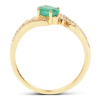 Zambian Emerald Ring With Diamonds 0.48 Carats 14K Yellow Gold