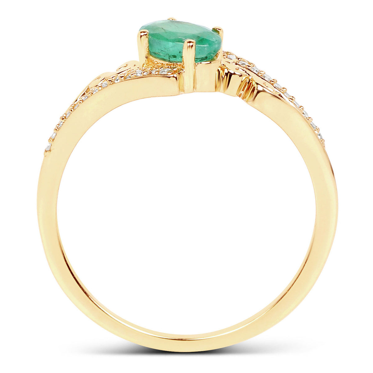 Zambian Emerald Ring With Diamonds 0.48 Carats 14K Yellow Gold