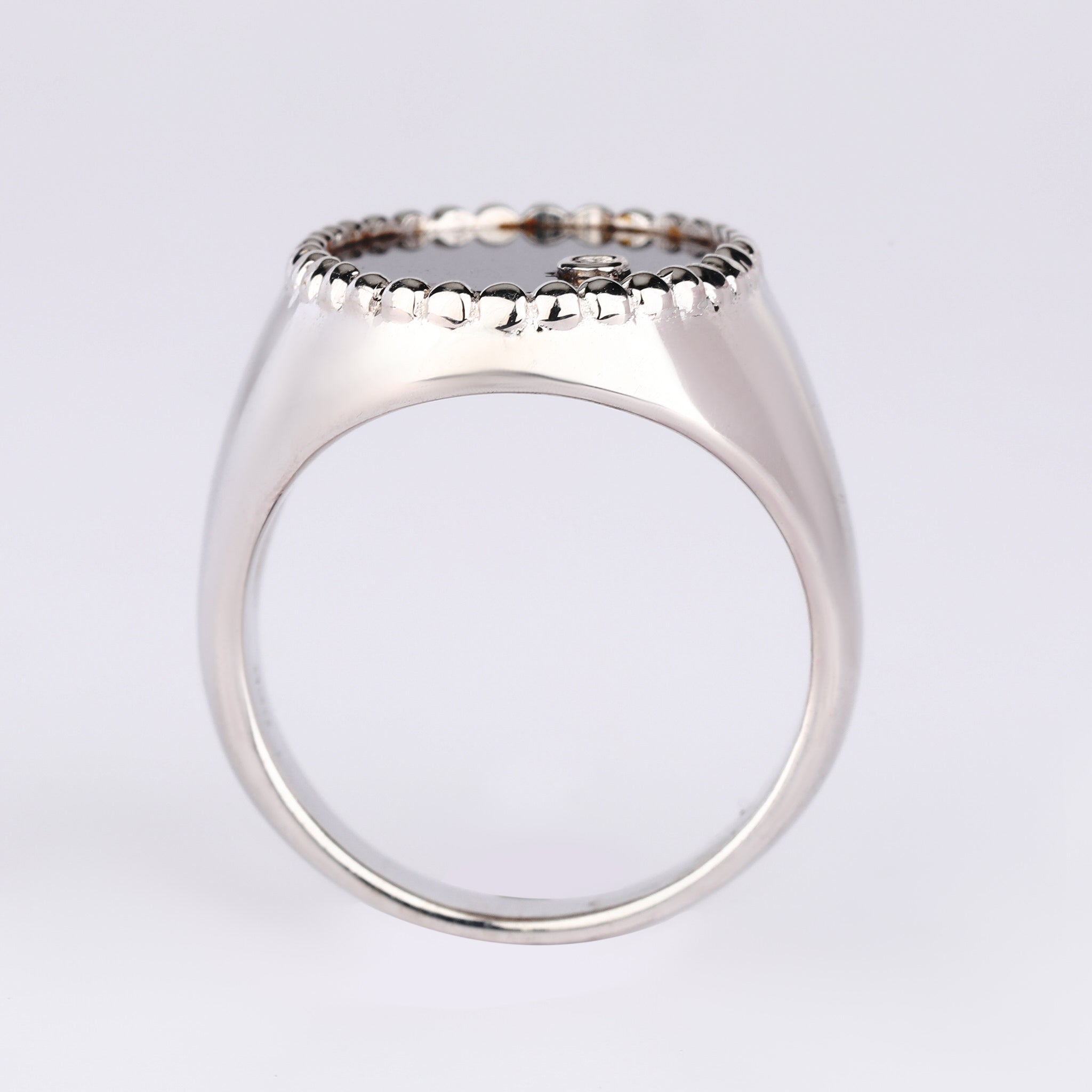Black Onyx Ring With Diamonds 1.86 Carats Sterling Silver