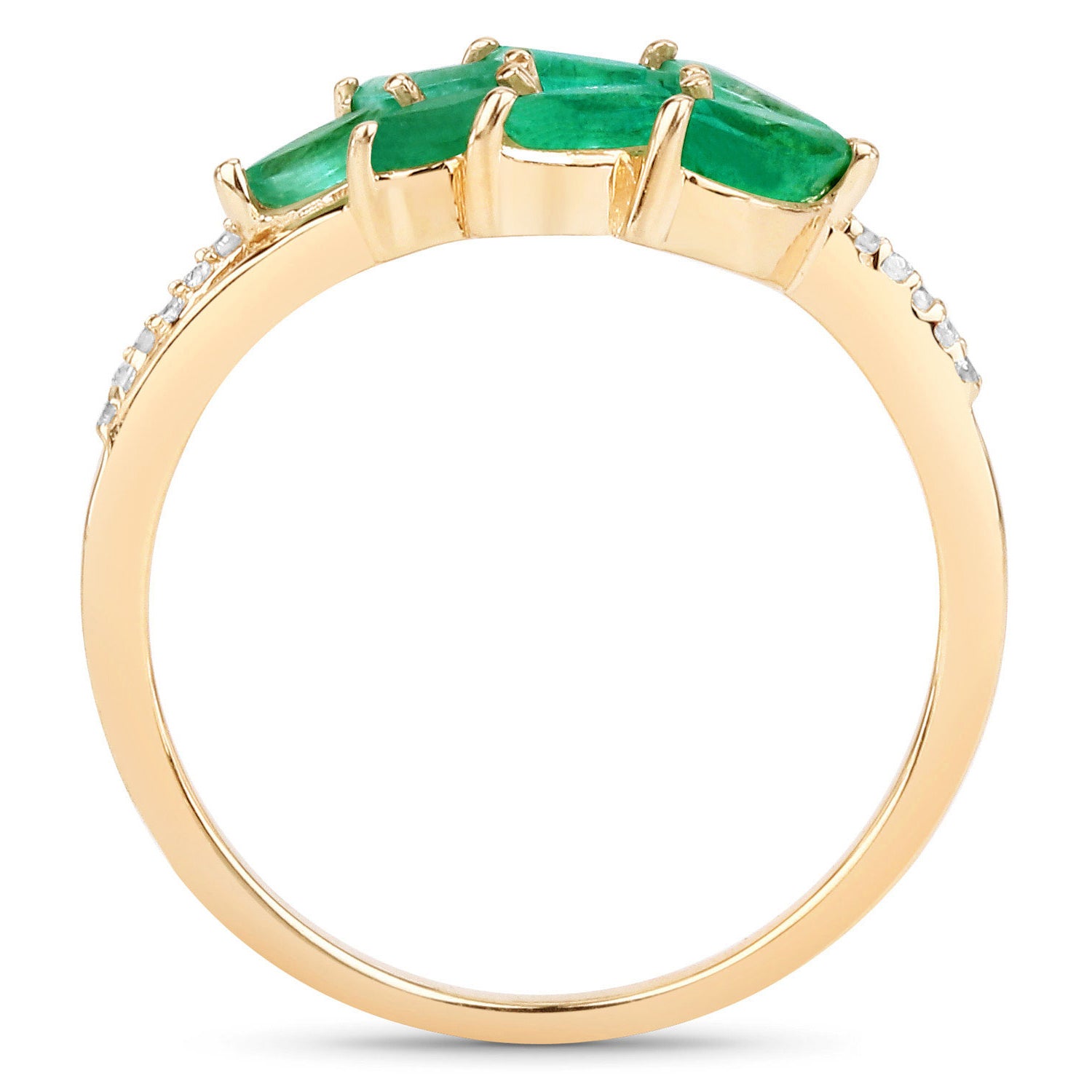 Zambian Emerald Ring With Diamonds 0.62 Carats 14K Yellow Gold
