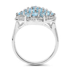 Swiss Blue Topaz Flower Ring 1.88 Carats Sterling Silver
