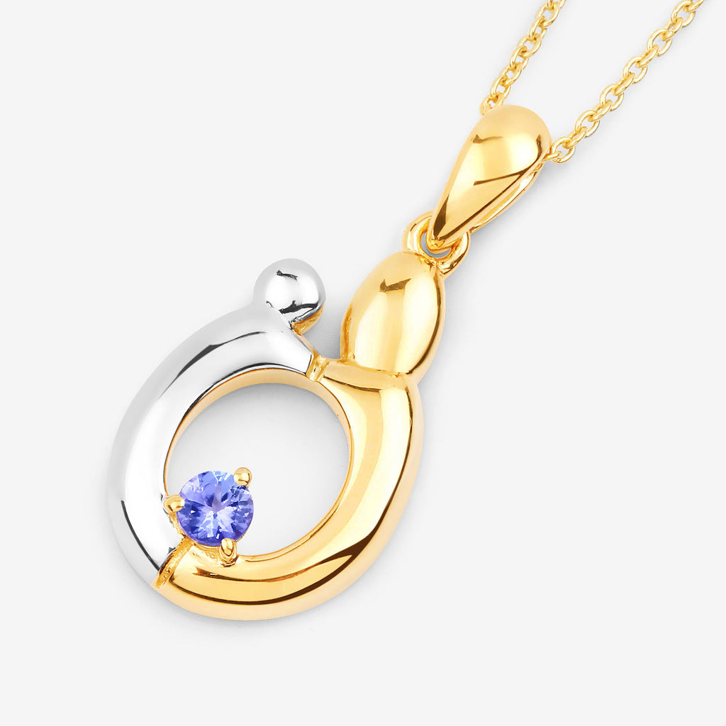 Tanzanite Mom Pendant 0.18 Carats Gold Plated Silver