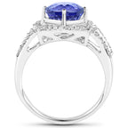 Tanzanite Ring With Diamonds 3.24 Carats 14K White Gold