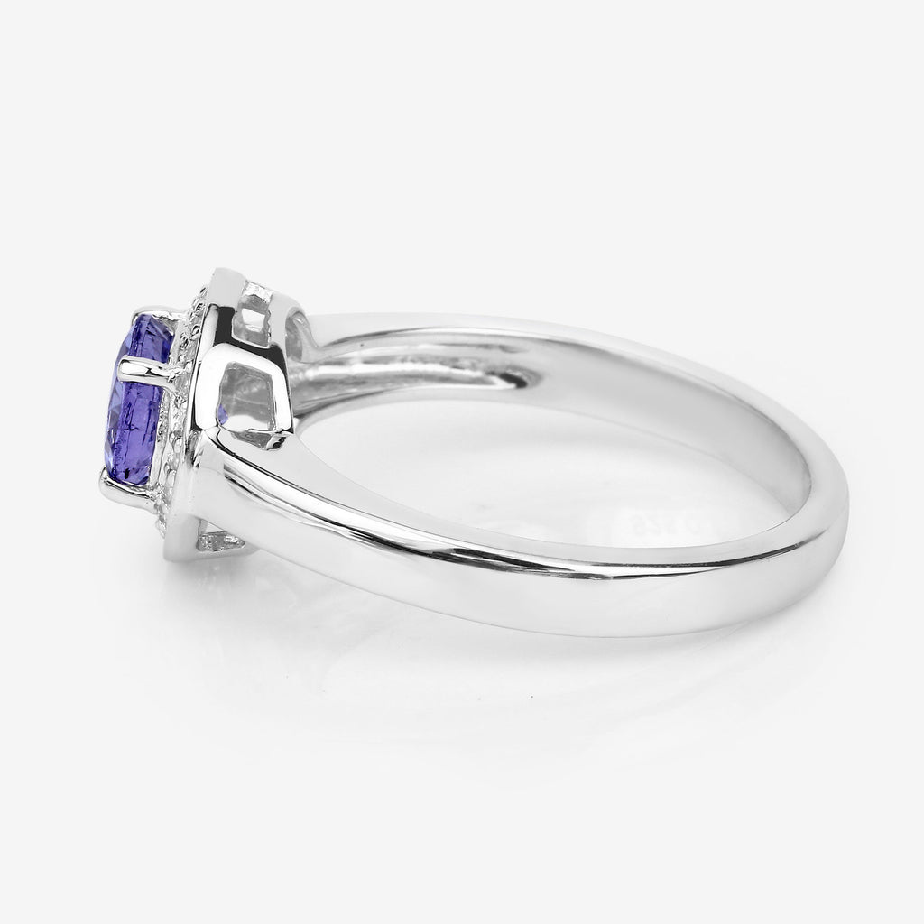 Tanzanite Ring With White Topaz 1.02 Carats Sterling Silver
