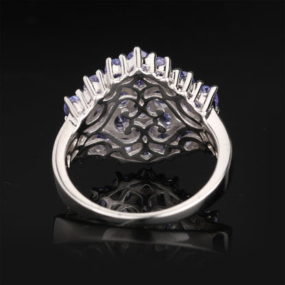 Natural Tanzanite Ring 3.77 Carats Sterling Silver