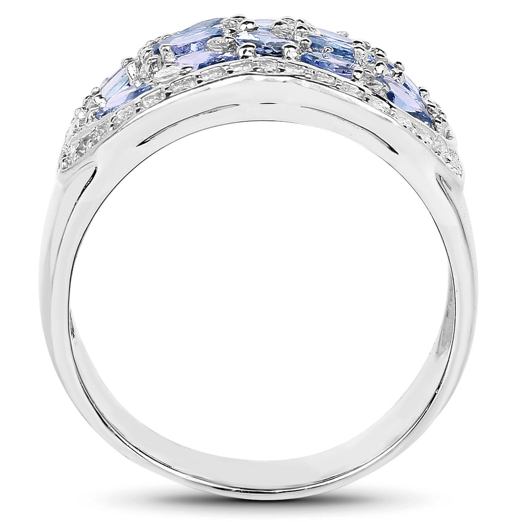 Tanzanite Ring With White Topaz 2.58 Carats Sterling Silver