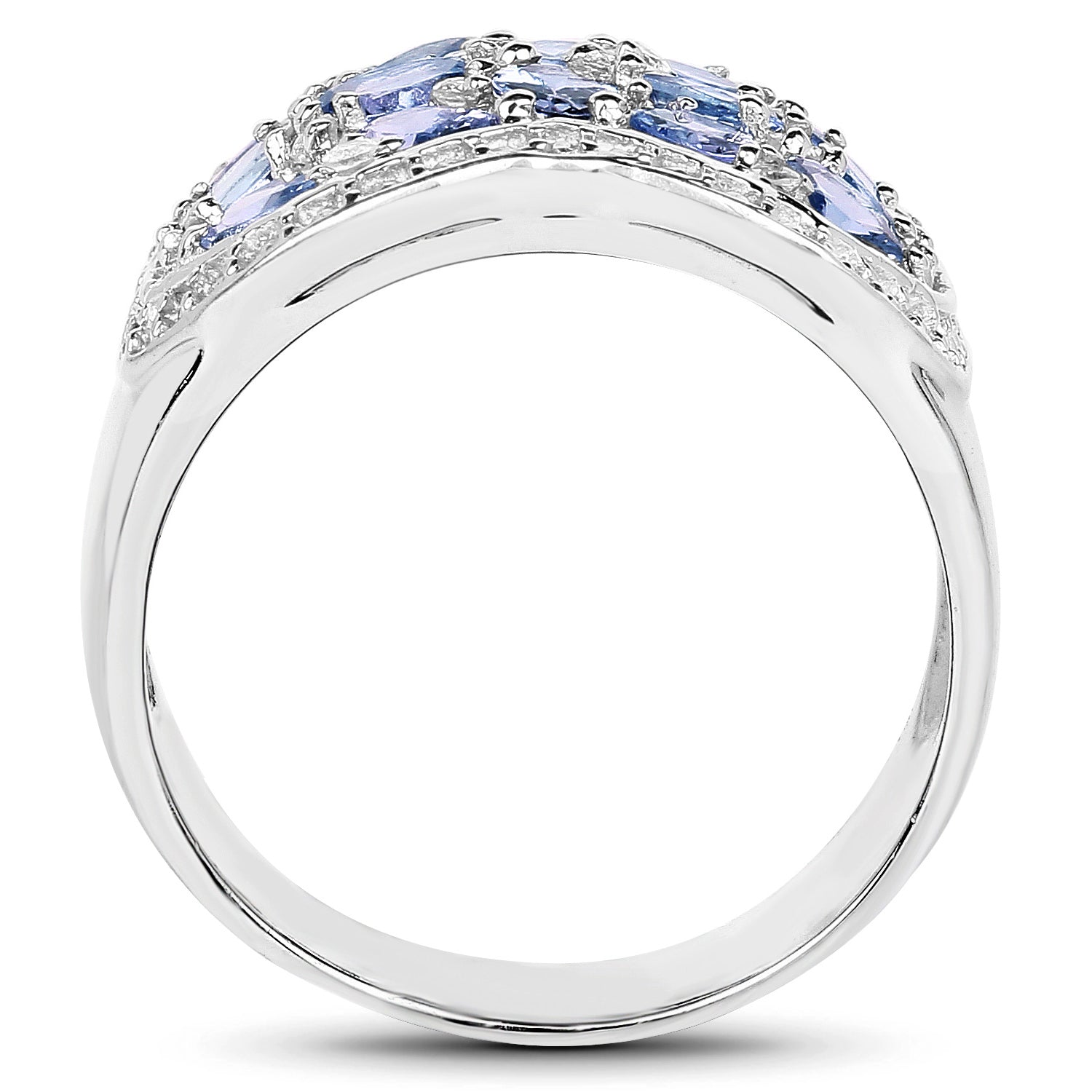 Tanzanite Ring With White Topaz 2.58 Carats Sterling Silver