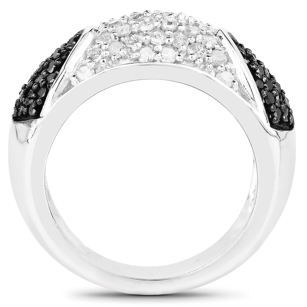 Multicolor Diamond Ring 0.96 Carats Sterling Silver