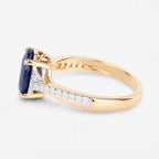 Blue Sapphire Ring With Diamonds 3.24 Carats 14K Yellow Gold