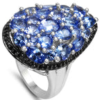 Tanzanite Ring With Black Spinel 5.38 Carats Sterling Silver